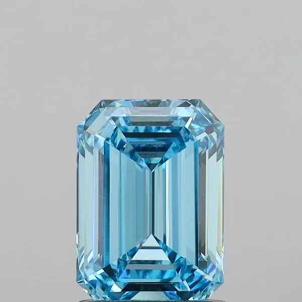 1.44ct EMERALD Fancy Vivid Blue VS1 Coloured Lab diamond