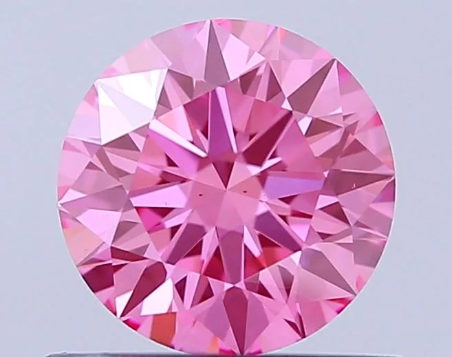 0.73ct ROUND Fancy Vivid Pink VS2 Coloured Lab diamond