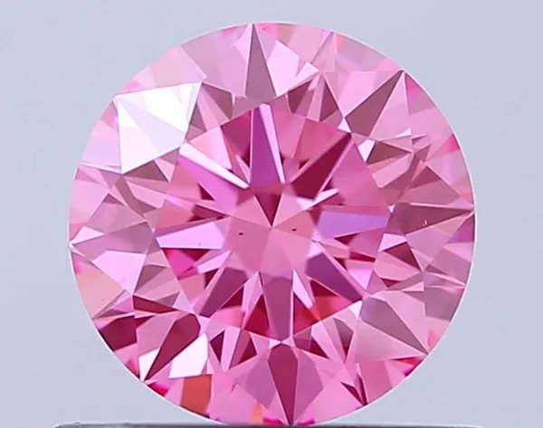 0.73ct ROUND Fancy Vivid Pink VS2 Coloured Lab diamond