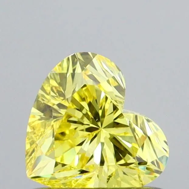 0.66ct HEART Fancy Vivid Yellow SI2 Coloured Lab diamond