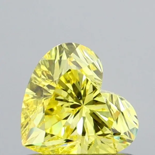 0.66ct HEART Fancy Vivid Yellow SI2 Coloured Lab diamond