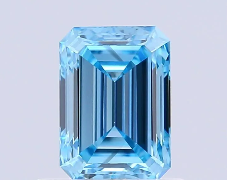 1.01ct EMERALD Fancy Vivid Blue SI1 Coloured Lab diamond
