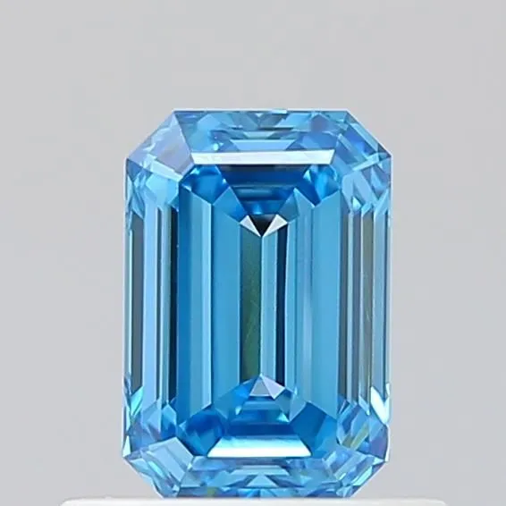 0.62ct EMERALD Fancy Vivid Blue VVS2 Coloured Lab diamond