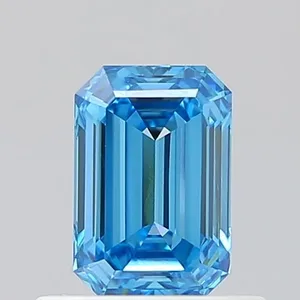 0.62ct EMERALD Fancy Vivid Blue VVS2 Coloured Lab diamond