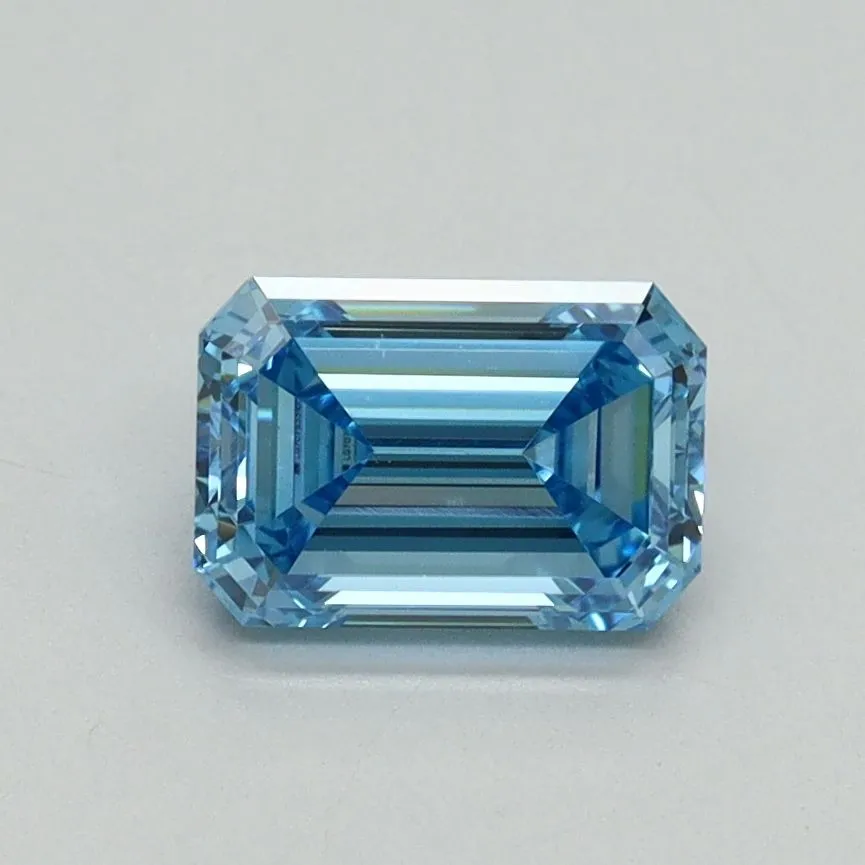 1.01ct EMERALD Fancy Vivid Blue VVS2 Coloured Lab diamond