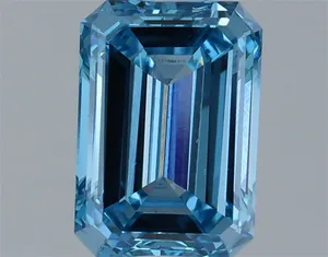 1.3ct EMERALD Fancy Vivid Blue VS1 Coloured Lab diamond
