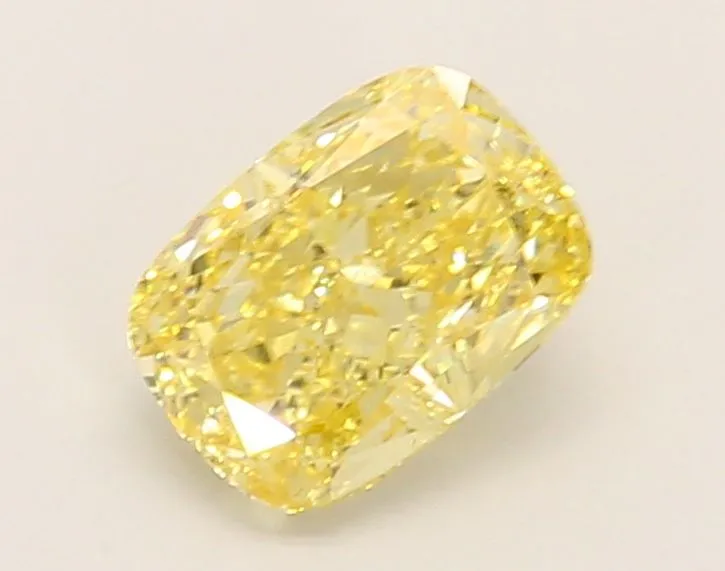 1.24ct CUSHION Fancy Intense Yellow VVS2 Coloured Lab diamond