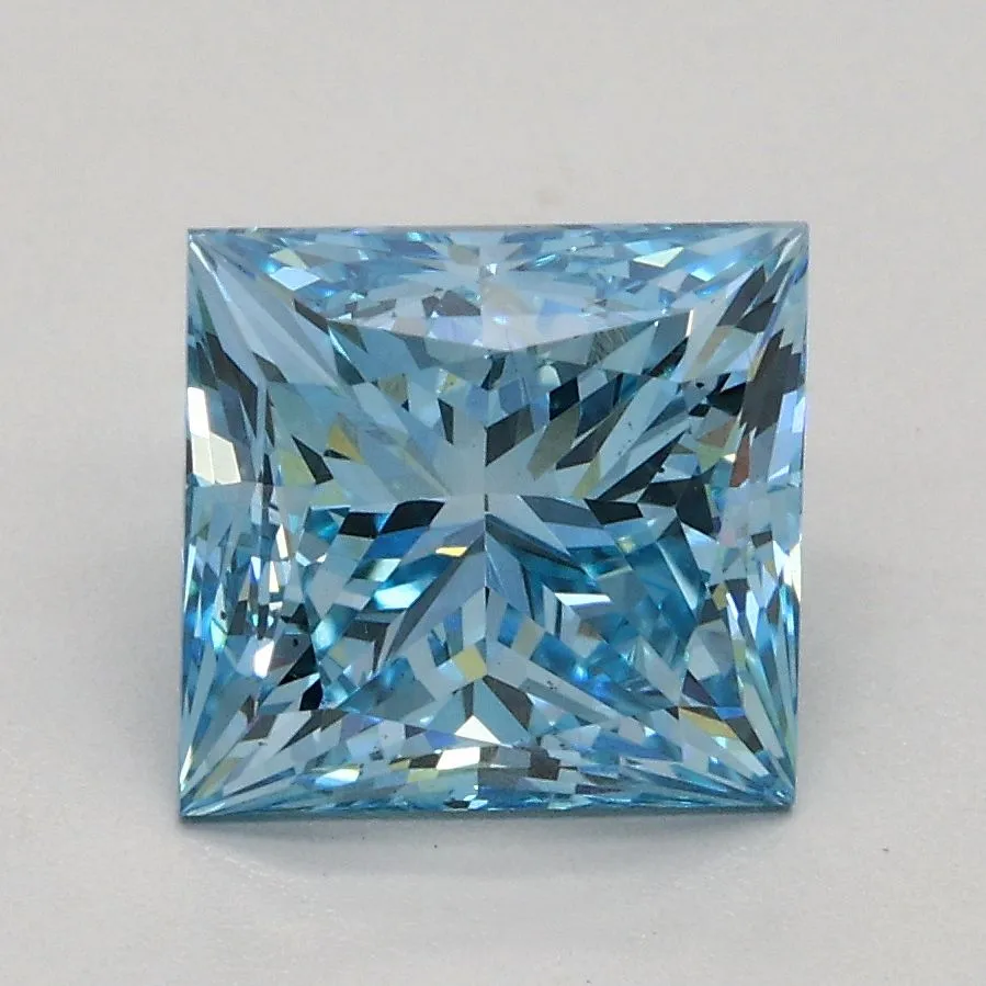2.00ct PRINCESS Fancy Vivid Blue VS2 Coloured Lab diamond