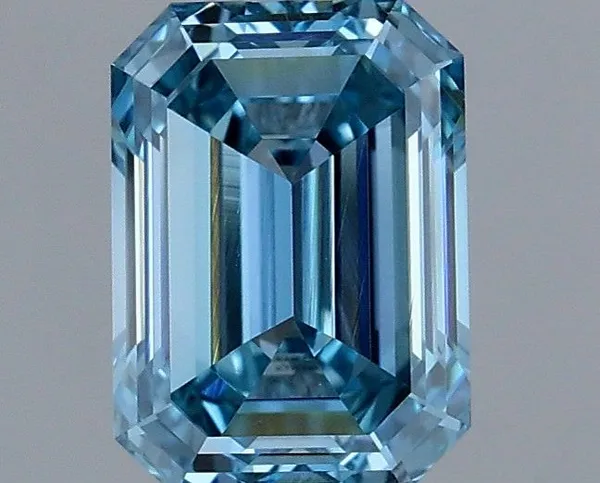1.14ct EMERALD Fancy Vivid Blue VVS2 Coloured Lab diamond