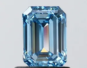 1.02ct EMERALD Fancy Vivid Blue VVS2 Coloured Lab diamond