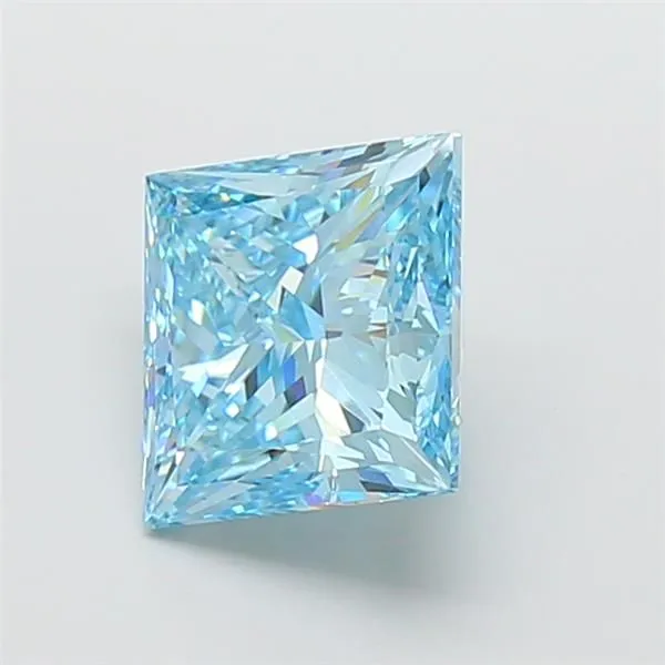 6.18ct PRINCESS Fancy Vivid Blue VVS2 Coloured Lab diamond