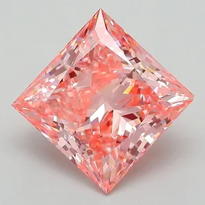 3.17ct PRINCESS Fancy Vivid Pink SI1 Coloured Lab diamond