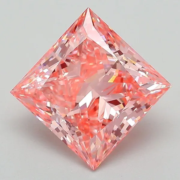 3.17ct PRINCESS Fancy Vivid Pink SI1 Coloured Lab diamond
