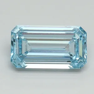 0.89ct EMERALD Fancy Vivid Blue VVS2 Coloured Lab diamond