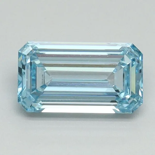 0.89ct EMERALD Fancy Vivid Blue VVS2 Coloured Lab diamond