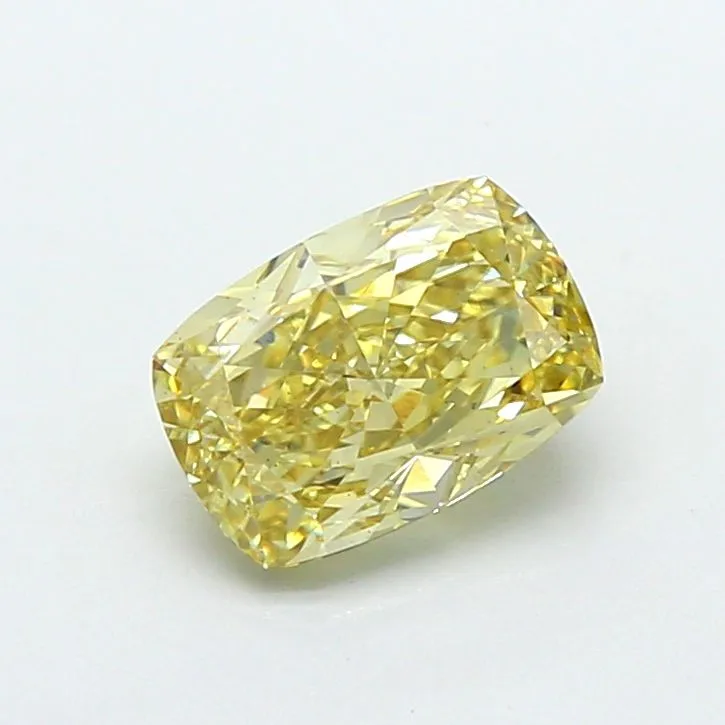 1.30ct CUSHION Fancy Intense Yellow VS1 Coloured Lab diamond