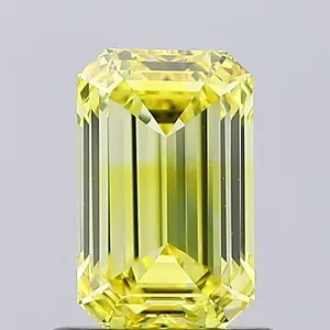 0.96ct EMERALD Fancy Vivid Yellow VS1 Coloured Lab diamond
