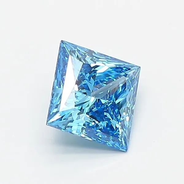 0.83ct PRINCESS Fancy Vivid Blue VVS2 Coloured Lab diamond