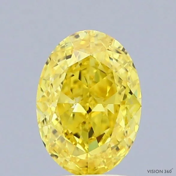 1.05ct OVAL Fancy Vivid Yellow VS1 Coloured Lab diamond