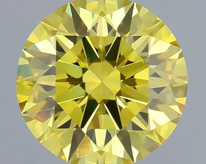0.65ct ROUND Fancy Vivid Yellow VVS2 Coloured Lab diamond