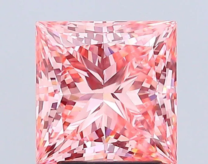 3.01ct PRINCESS Fancy Vivid Pink VS2 Coloured Lab diamond