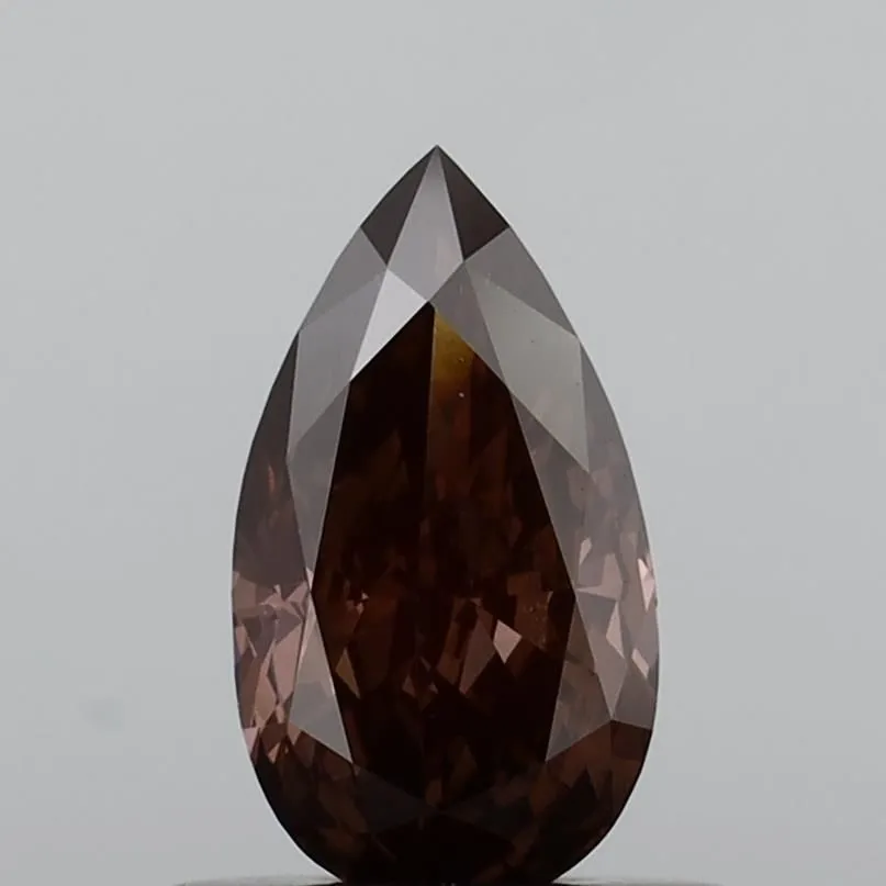 0.81ct PEAR Fancy Deep Brownish Pink VS1 Coloured Lab diamond