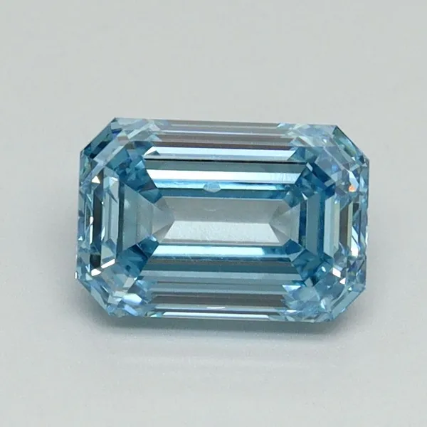 1.1ct EMERALD Fancy Vivid Blue VS2 Coloured Lab diamond
