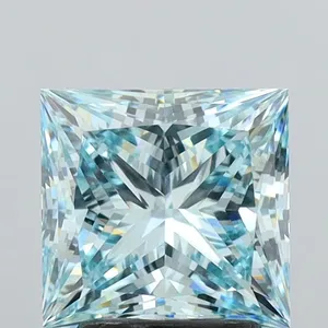 2.78ct PRINCESS Fancy Vivid Greenish Blue VS1 Coloured Lab diamond