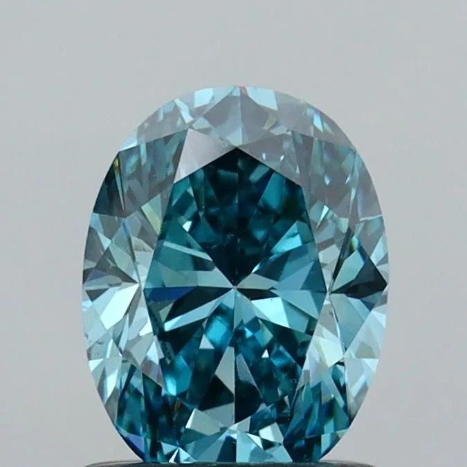 1.00ct OVAL Fancy Vivid Greenish Blue VS1 Coloured Lab diamond