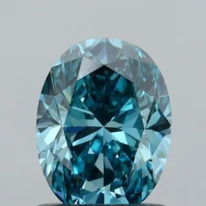 1ct OVAL Fancy Vivid Greenish Blue VS1 Coloured Lab diamond