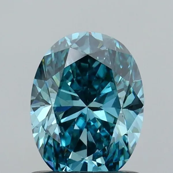 1ct OVAL Fancy Vivid Greenish Blue VS1 Coloured Lab diamond