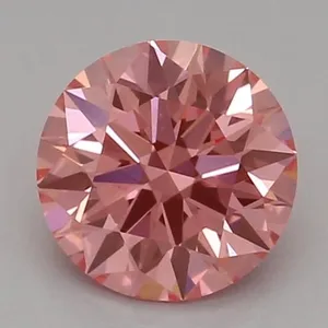 0.52ct ROUND Fancy Vivid Pink VVS2 Coloured Lab diamond