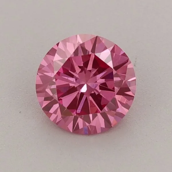 0.66ct ROUND Fancy Vivid Pink VS1 Coloured Lab diamond