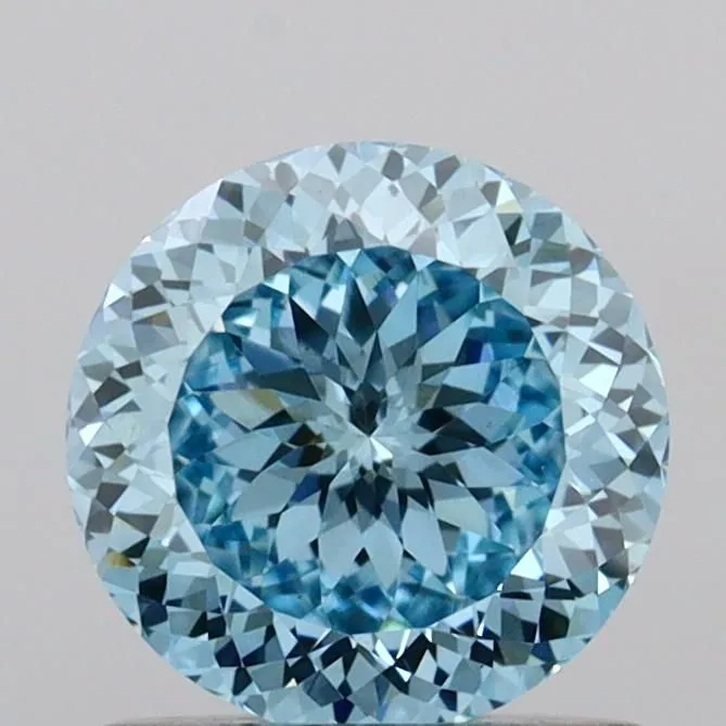 0.91ct ROUND Fancy Vivid Blue VVS2 Coloured Lab diamond