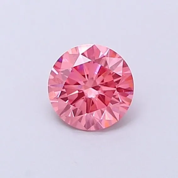 0.58ct ROUND Fancy Vivid Pink VS1 Coloured Lab diamond