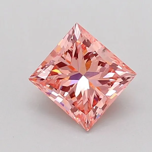 0.91ct PRINCESS Fancy Vivid Pink VS2 Coloured Lab diamond