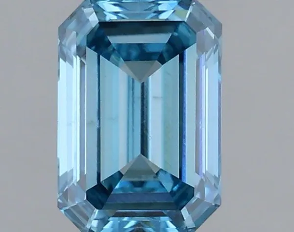 0.47ct EMERALD Fancy Vivid Blue VS2 Coloured Lab diamond