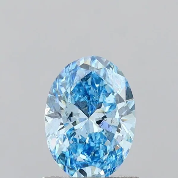 1ct OVAL Fancy Vivid Blue SI1 Coloured Lab diamond
