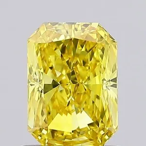 0.81ct RADIANT Fancy Vivid Yellow VVS2 Coloured Lab diamond
