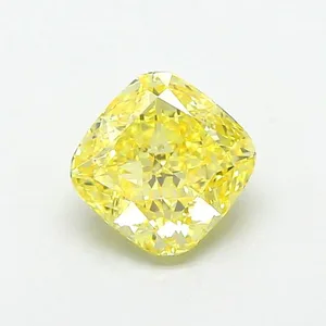 1.28ct CUSHION Fancy Intense Yellow VS1 Coloured Lab diamond