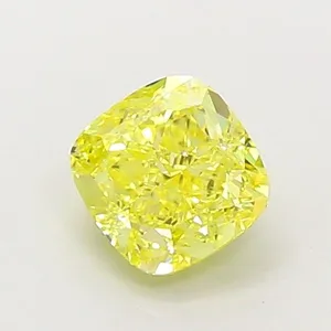 1.09ct CUSHION Fancy Vivid Yellow VVS1 Coloured Lab diamond