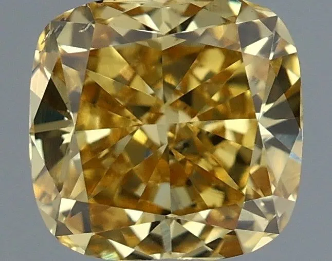 0.65ct CUSHION Fancy Intense Yellow VS2 Coloured Lab diamond