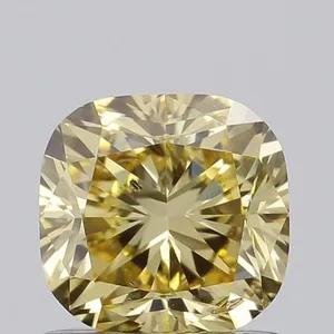 1.02ct CUSHION Fancy Yellow SI2 Coloured Lab diamond