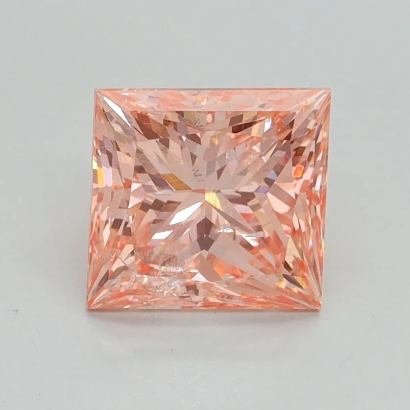 1.58ct PRINCESS Fancy Intense Pink SI2 Coloured Lab diamond