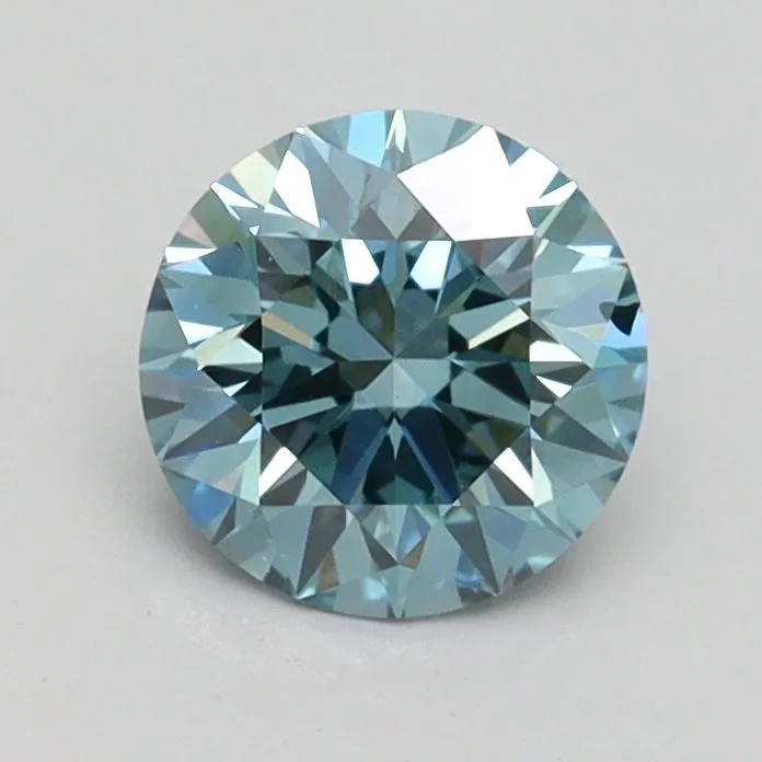 0.92ct ROUND Fancy Vivid Greenish Blue SI1 Coloured Lab diamond