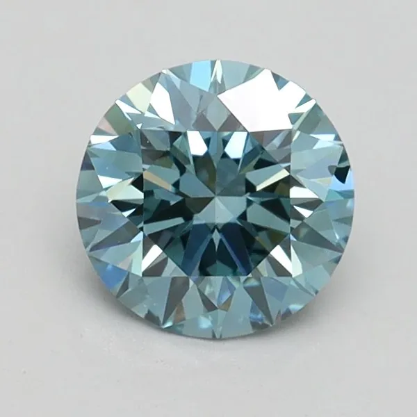 0.92ct ROUND Fancy Vivid Greenish Blue SI1 Coloured Lab diamond