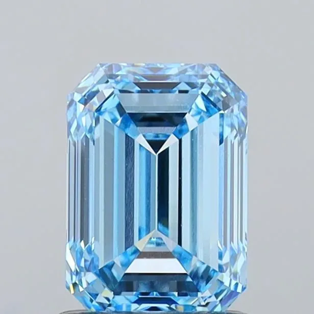 1.54ct EMERALD Fancy Vivid Blue VVS2 Coloured Lab diamond