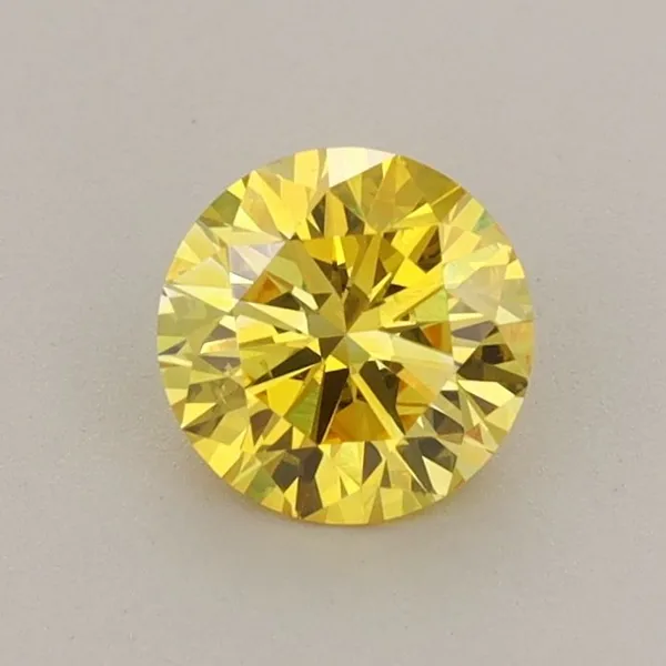 0.7ct ROUND Fancy Vivid Yellow VS2 Coloured Lab diamond