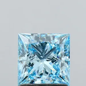 1.44ct PRINCESS Fancy Vivid Blue VS2 Coloured Lab diamond
