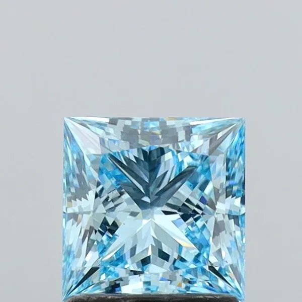1.44ct PRINCESS Fancy Vivid Blue VS2 Coloured Lab diamond